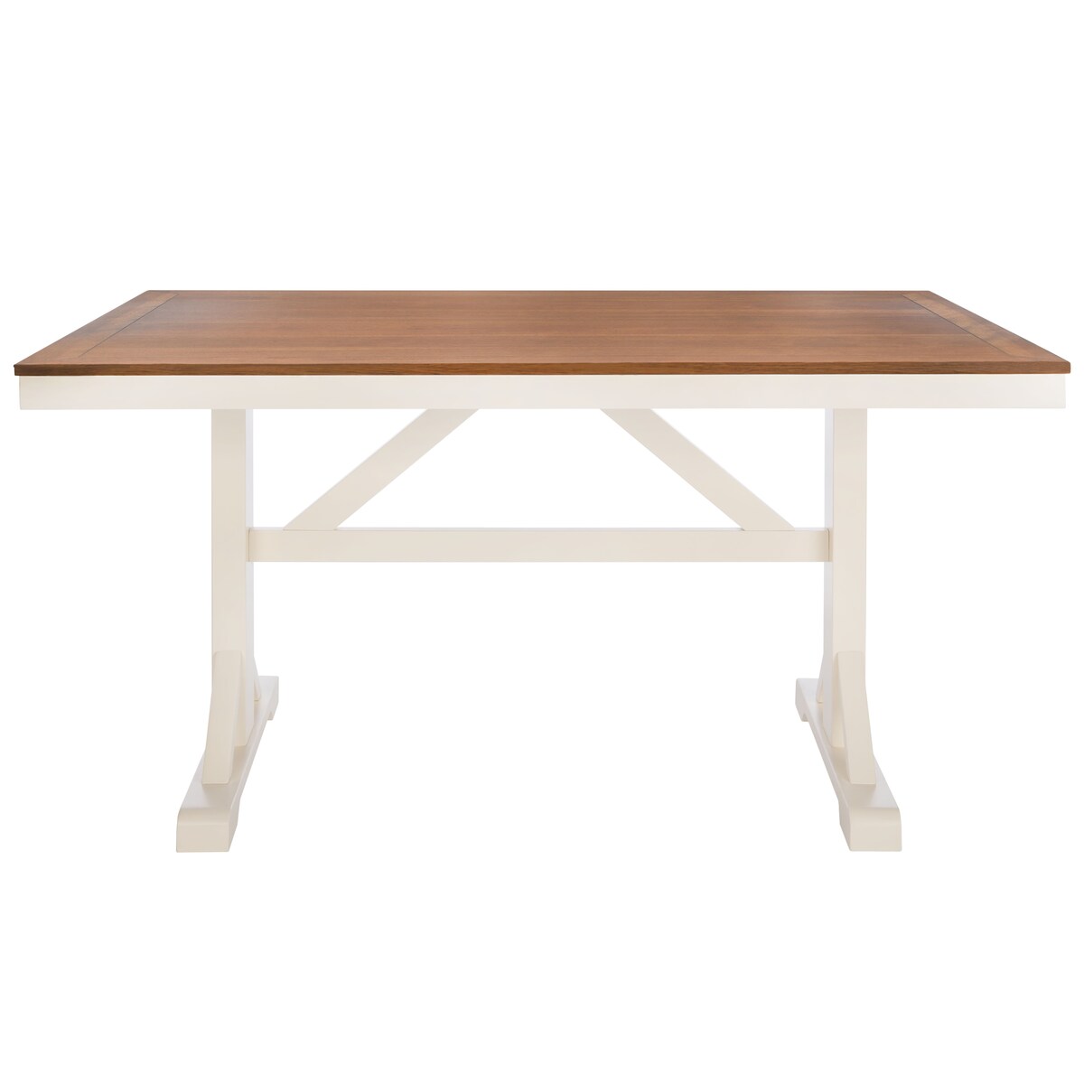 SAFAVIEH Bette White/Natural Rectangle Dining Table - 57" W x 36" L x 30" H - 57Wx36Dx30H