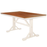 SAFAVIEH Bette White/Natural Rectangle Dining Table - 57" W x 36" L x 30" H - 57Wx36Dx30H