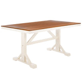 SAFAVIEH Bette White/Natural Rectangle Dining Table - 57" W x 36" L x 30" H - 57Wx36Dx30H