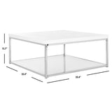 SAFAVIEH Bettylou White/Chrome High Gloss Coffee Table - 35.4" W x 35.4" D x 15.7" H - 35Wx35Dx16H