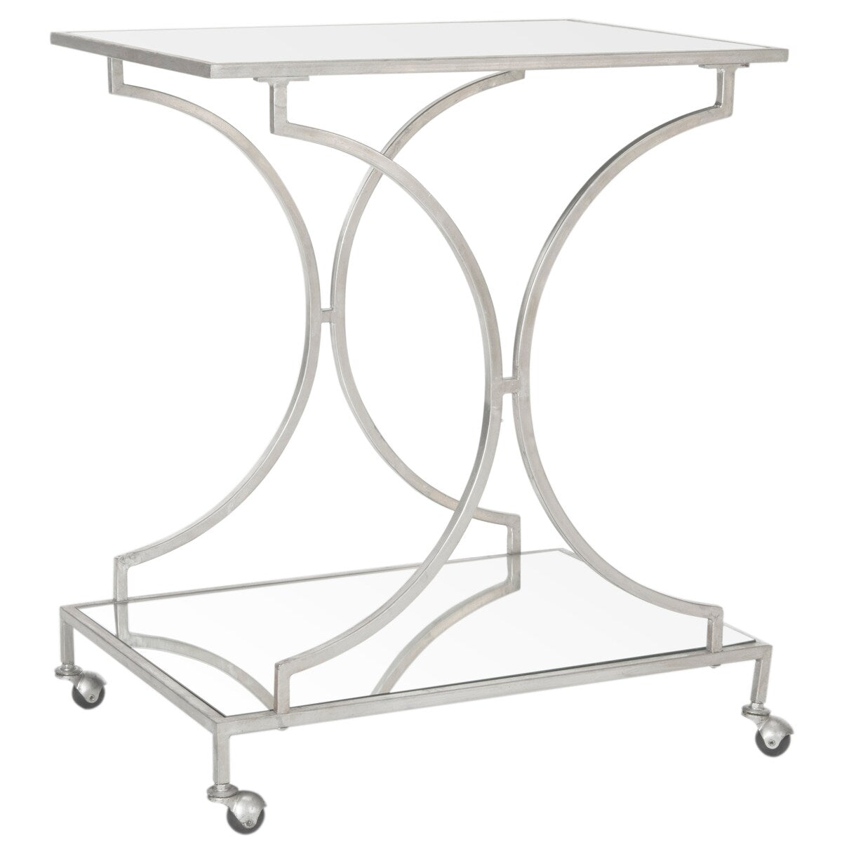 SAFAVIEH Beverlee Silver/ Mirror Top Bar Cart - 26" x 19.1" x 31.1" - 26Wx19Dx31H