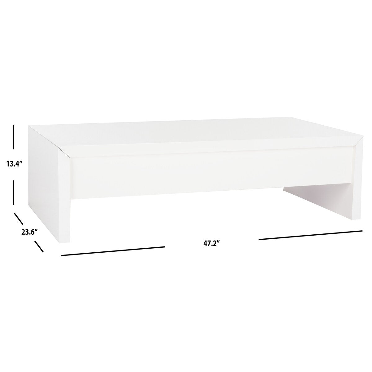 SAFAVIEH Bobbye White Lift-Top Coffee Table - 47.2" x 23.6" x 13.4" - 47Wx24Dx13H