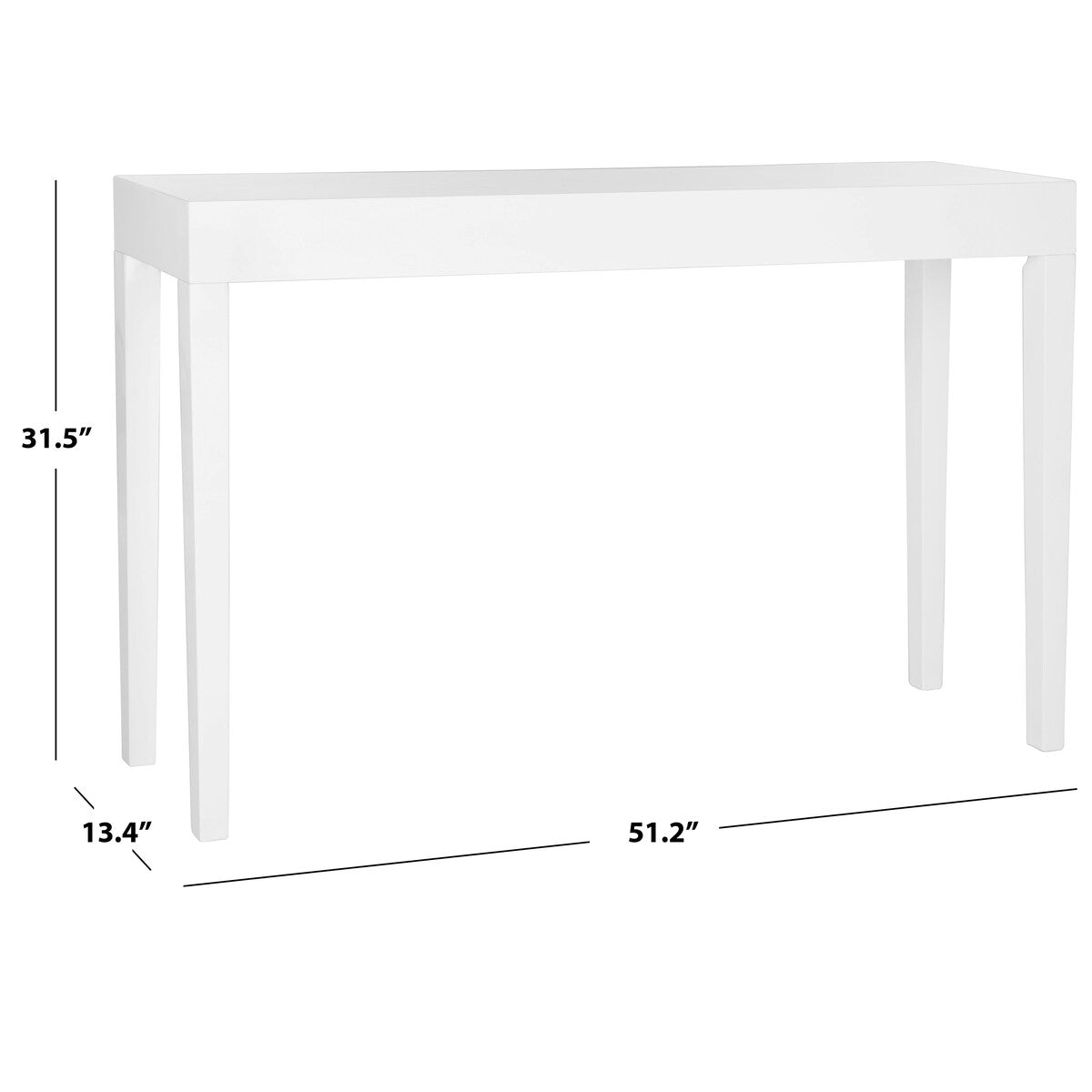 SAFAVIEH Bonny White Lacquer Console Table - 51.2" W x 13.4" L x 31.5" H - 51Wx13Dx32H