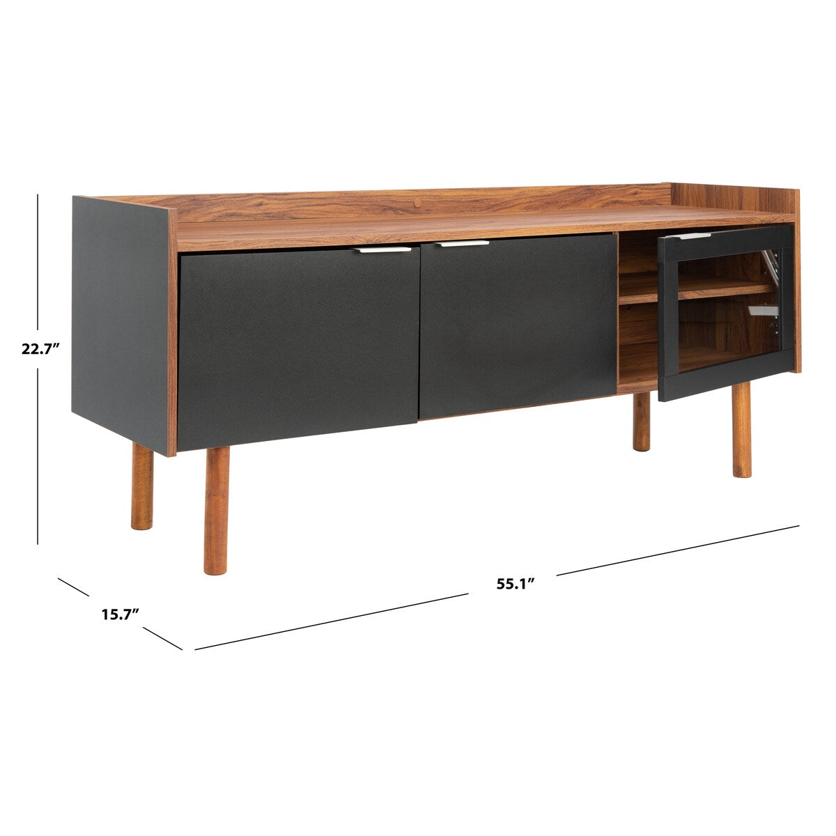 SAFAVIEH Breann Walnut 55-inch Storage Media TV Stand - 55.1" W x 15.7" L x 22.7" H - 55Wx16Dx23H