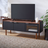 SAFAVIEH Breann Walnut 55-inch Storage Media TV Stand - 55.1" W x 15.7" L x 22.7" H - 55Wx16Dx23H