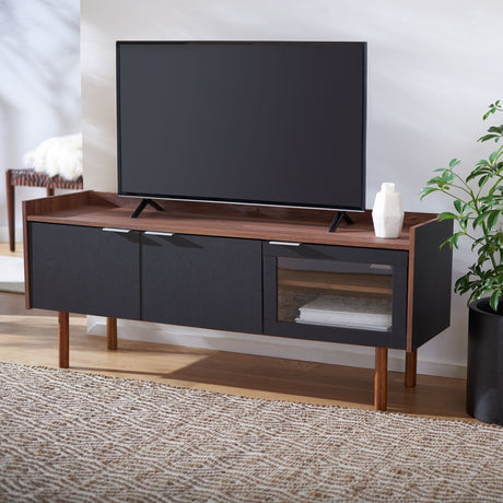 SAFAVIEH Breann Walnut 55-inch Storage Media TV Stand - 55.1" W x 15.7" L x 22.7" H - 55Wx16Dx23H