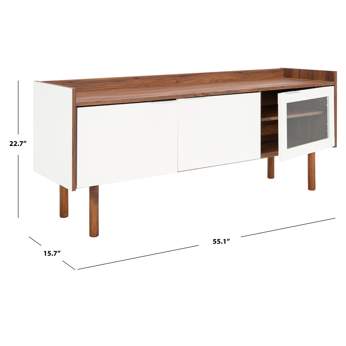 SAFAVIEH Breann Walnut 55-inch Storage Media TV Stand - 55.1" W x 15.7" L x 22.7" H - 55Wx16Dx23H