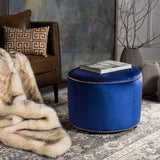 SAFAVIEH Bridgett Beige Linen Round Ottoman