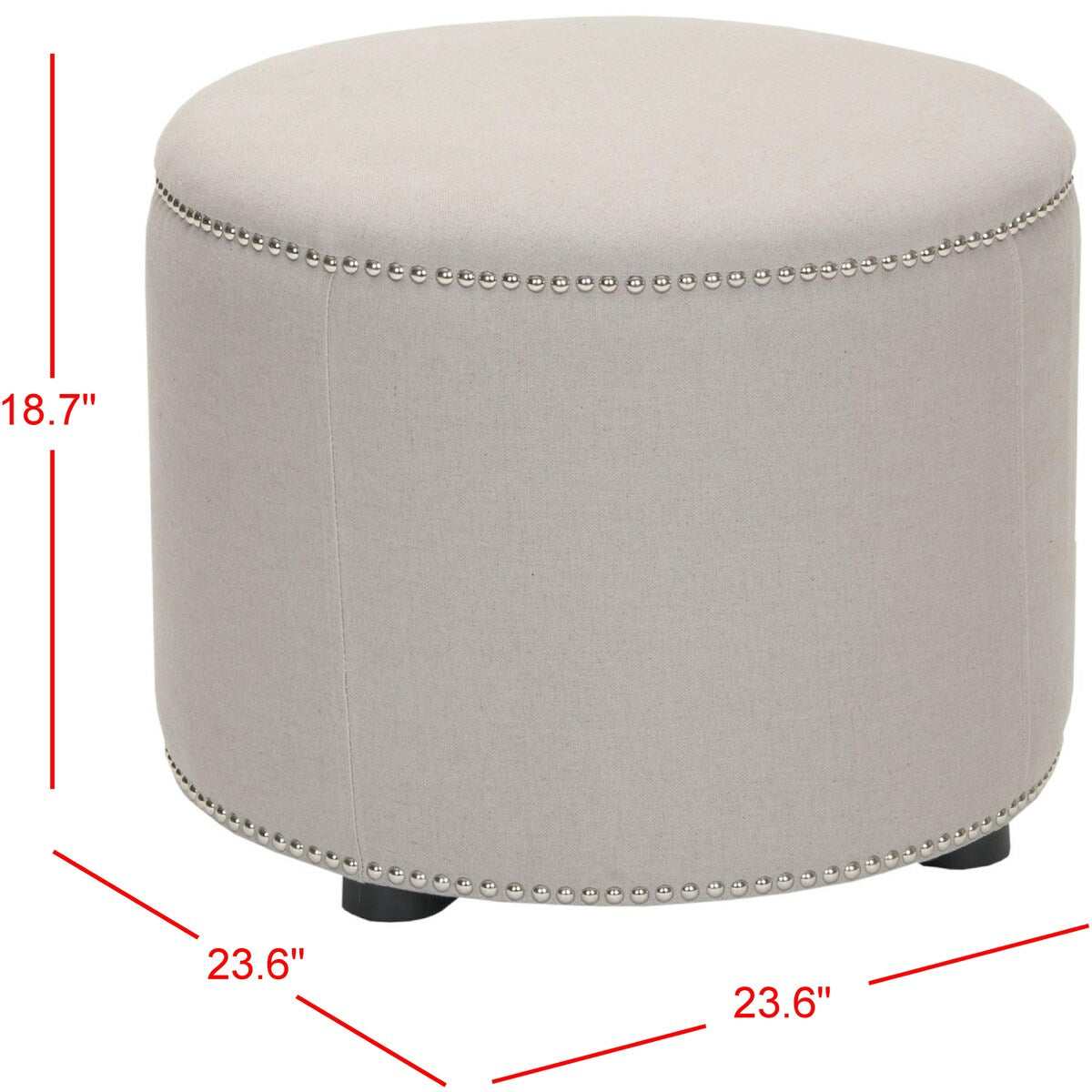 SAFAVIEH Bridgett Beige Linen Round Ottoman