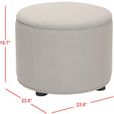 SAFAVIEH Bridgett Beige Linen Round Ottoman