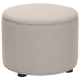 SAFAVIEH Bridgett Beige Linen Round Ottoman