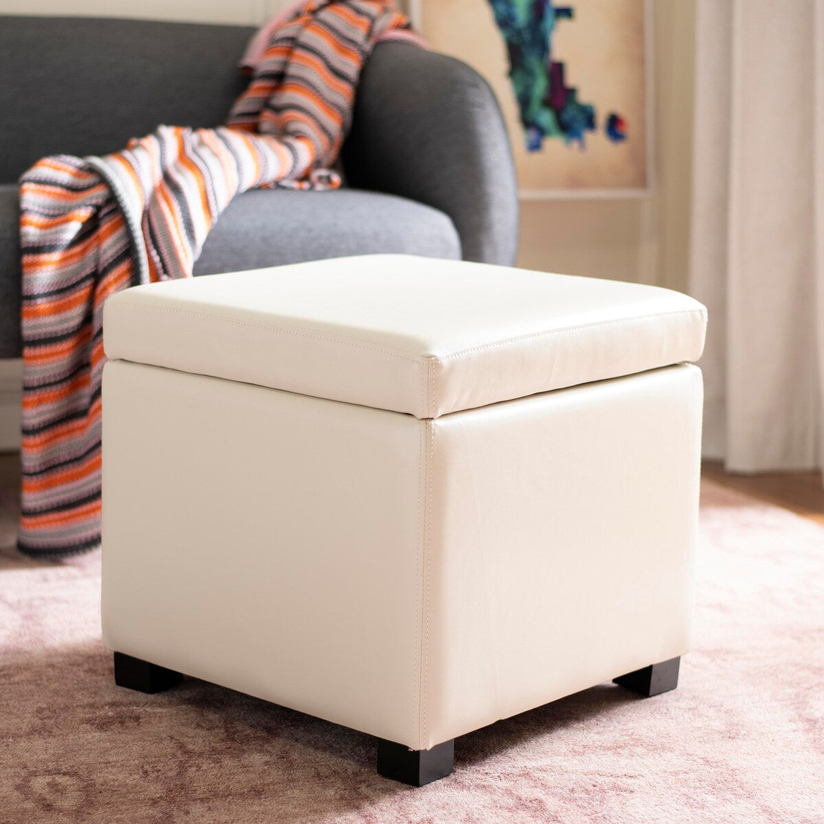 SAFAVIEH Brigitte Storage Flip-Top Brown Ottoman