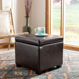 SAFAVIEH Brigitte Storage Flip-Top Brown Ottoman