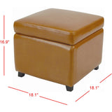 SAFAVIEH Brigitte Storage Flip-Top Brown Ottoman