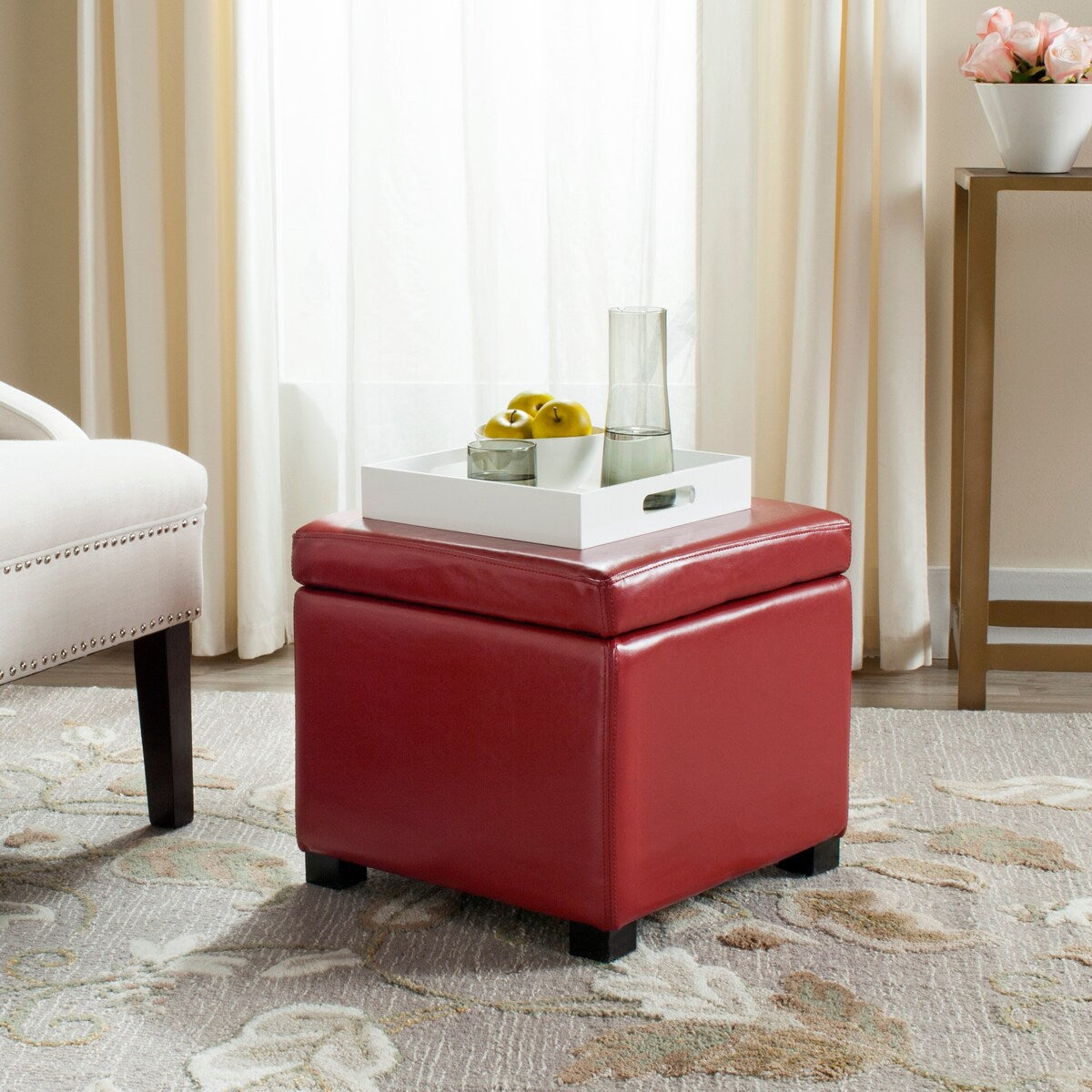 SAFAVIEH Brigitte Storage Flip-Top Brown Ottoman