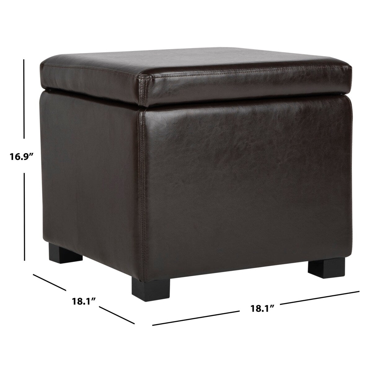 SAFAVIEH Brigitte Storage Flip-Top Brown Ottoman