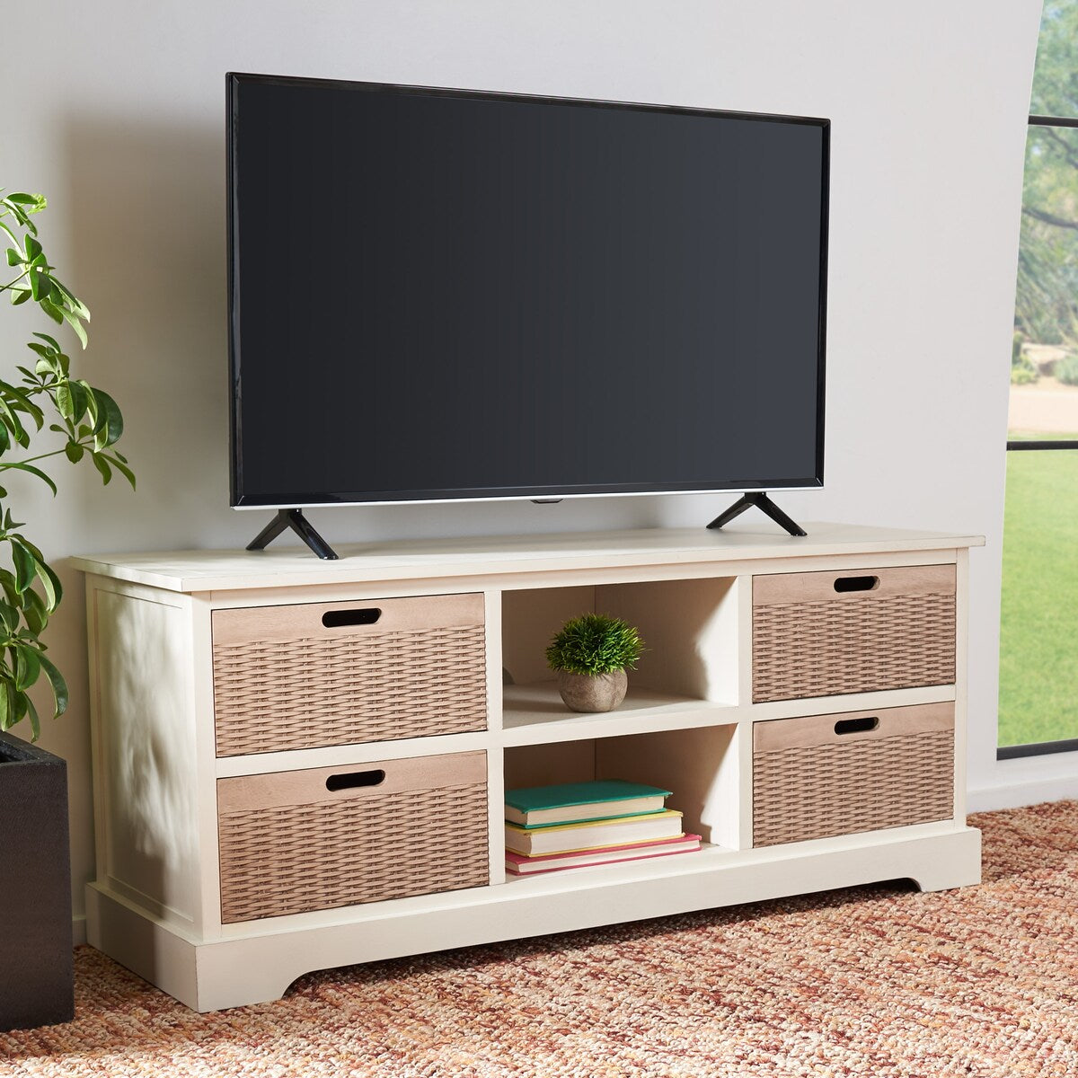 SAFAVIEH Britni 47-inch Storage Media TV Stand - 47.3" W x 15.8" L x 20" H - 47Wx16Dx20H