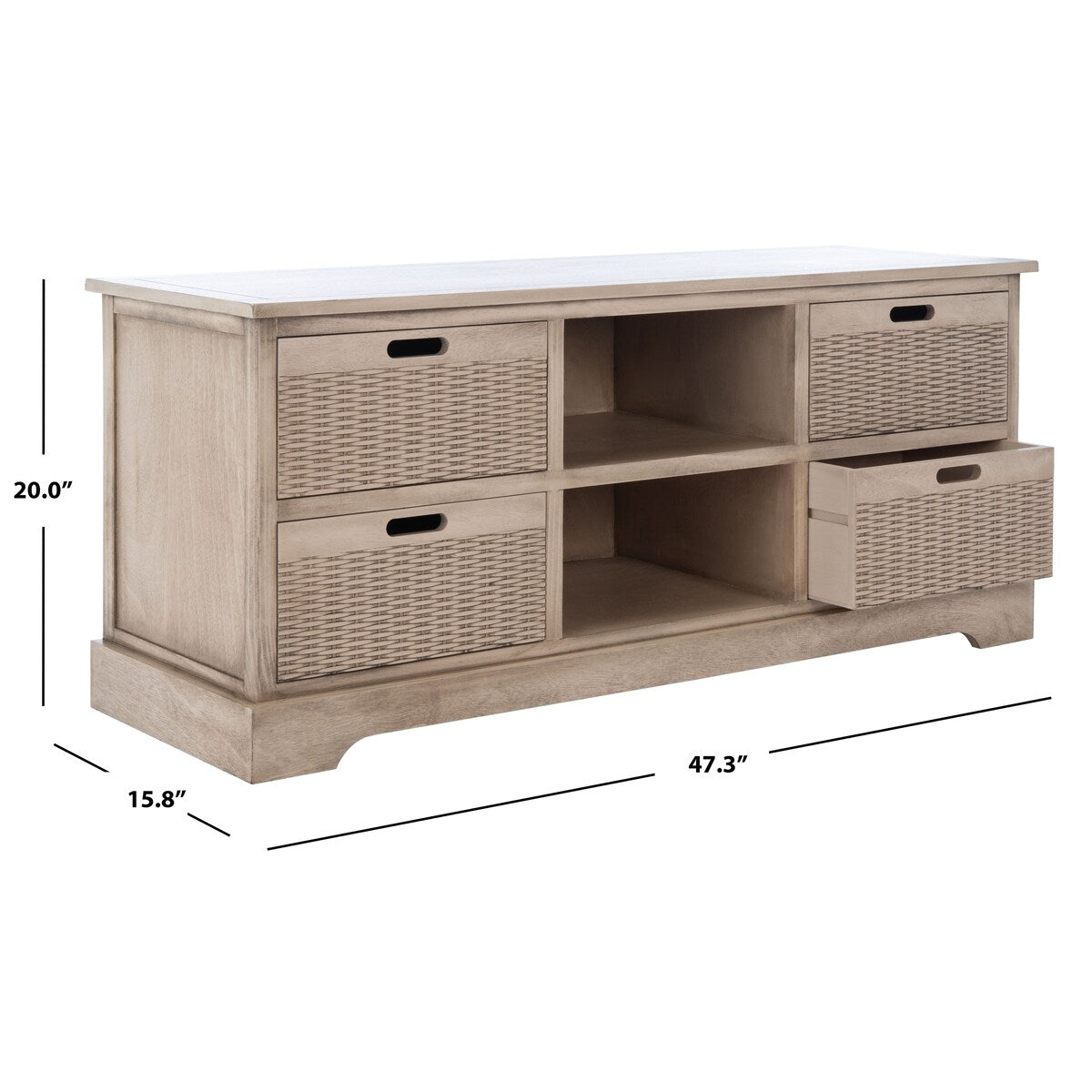 SAFAVIEH Britni 47-inch Storage Media TV Stand - 47.3" W x 15.8" L x 20" H - 47Wx16Dx20H