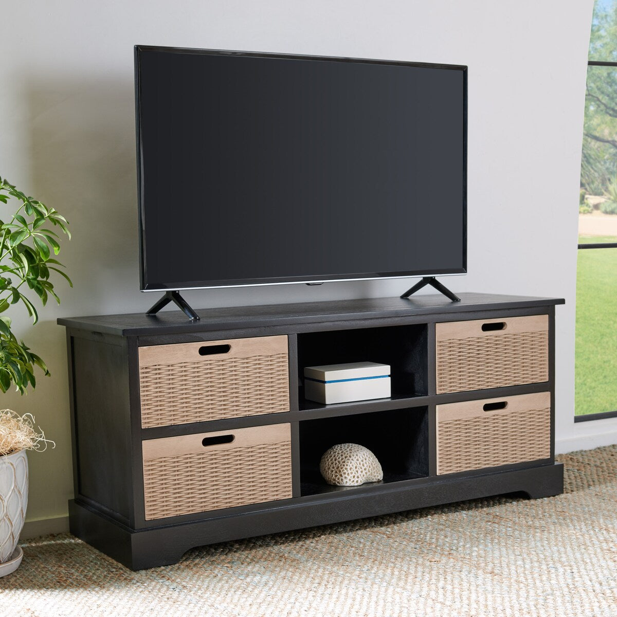 SAFAVIEH Britni 47-inch Storage Media TV Stand - 47.3" W x 15.8" L x 20" H - 47Wx16Dx20H