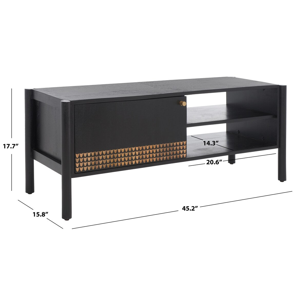 SAFAVIEH Brittani 2-Shelf Media Stand - 45" W x 16" D x 18" H - 45Wx16Dx18H