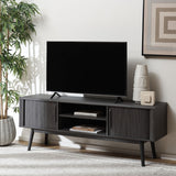 SAFAVIEH Brittny 2-Door 2-Shelf Entertainment Media Stand (Fits Up To 65" Flatscreen TV) - 59 In. x 15.4 In. x 21.9 In.