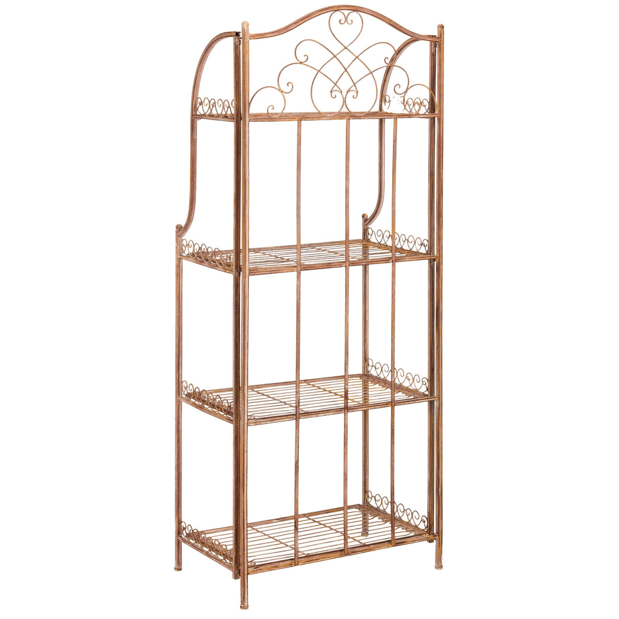 SAFAVIEH Bryn Victorian Wrought Iron 4-Tier Outdoor Bakers Rack - 25 In. W x 15 In. D x 63 In. H - 25Wx15Dx63H