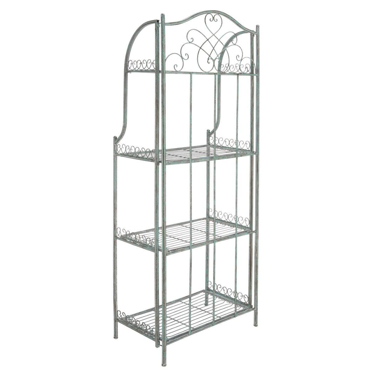 SAFAVIEH Bryn Victorian Wrought Iron 4-Tier Outdoor Bakers Rack - 25 In. W x 15 In. D x 63 In. H - 25Wx15Dx63H