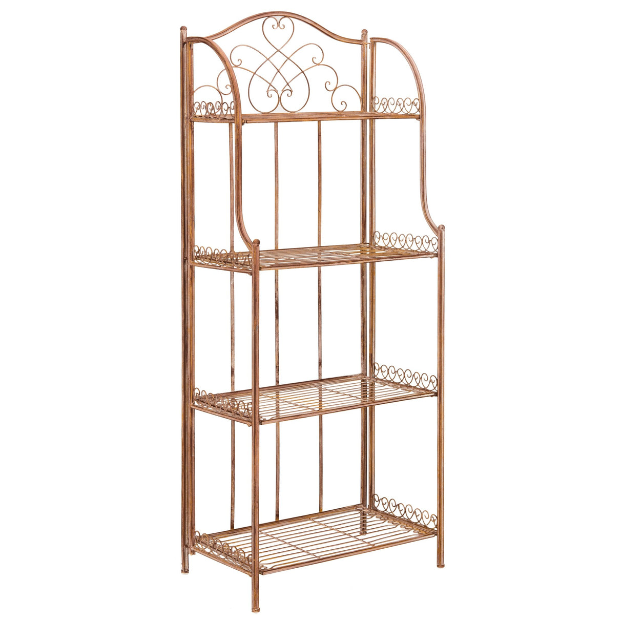 SAFAVIEH Bryn Victorian Wrought Iron 4-Tier Outdoor Bakers Rack - 25 In. W x 15 In. D x 63 In. H - 25Wx15Dx63H