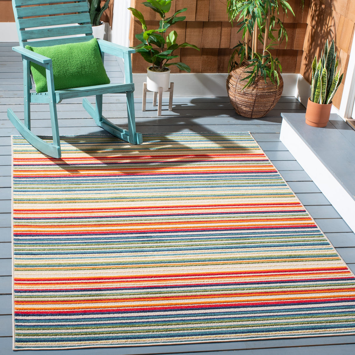 SAFAVIEH Cabana Gafia Indoor/ Outdoor Waterproof Patio Stripe Rug