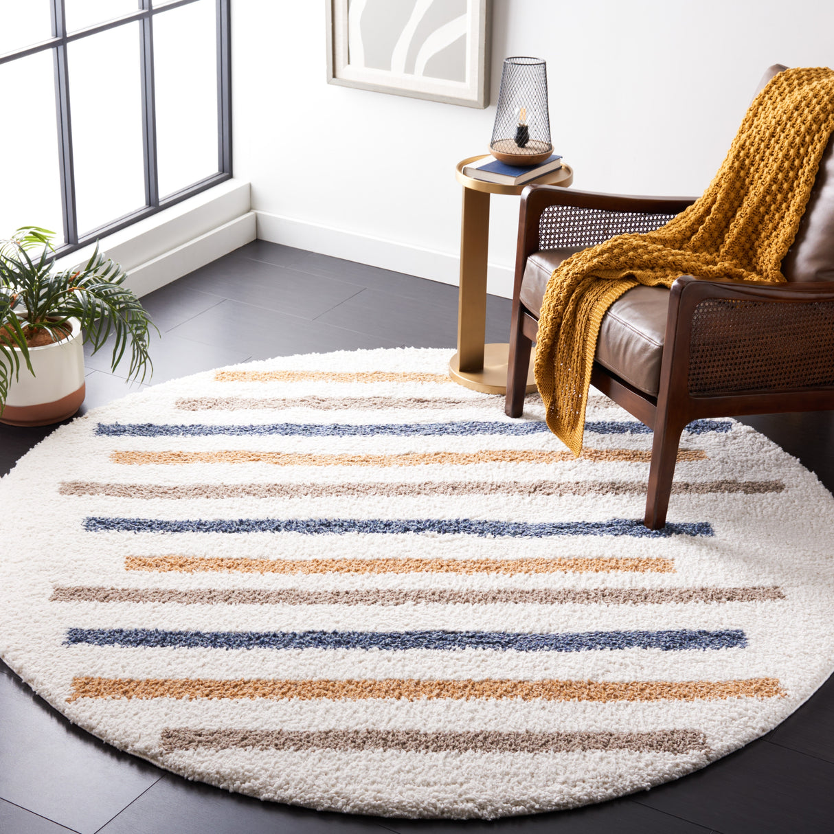 SAFAVIEH Calico Shag Daryia Stripe 1.5-inch Thick Rug