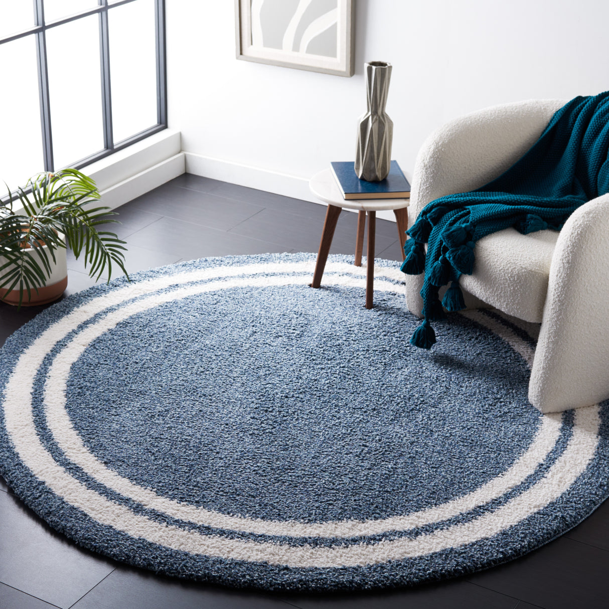 SAFAVIEH Calico Shag Zubeyde Border 1.6-inch Thick Rug