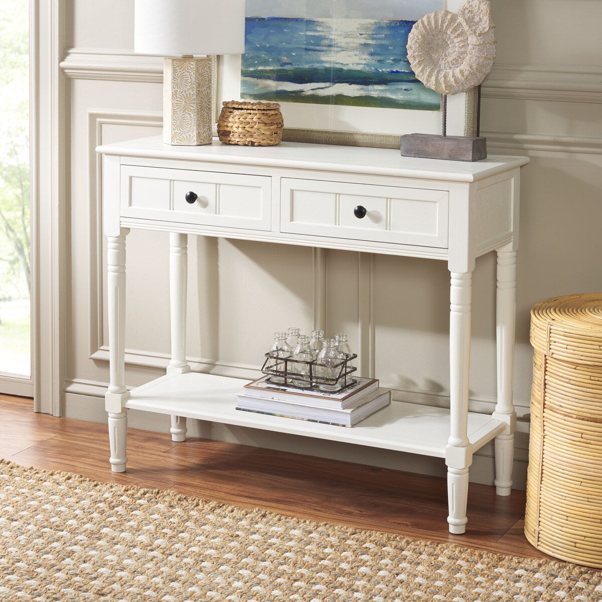 SAFAVIEH Camilla Grey 2-Drawer Console Table - 35.8" x 13.8" x 29.5" - 36Wx14Dx30H