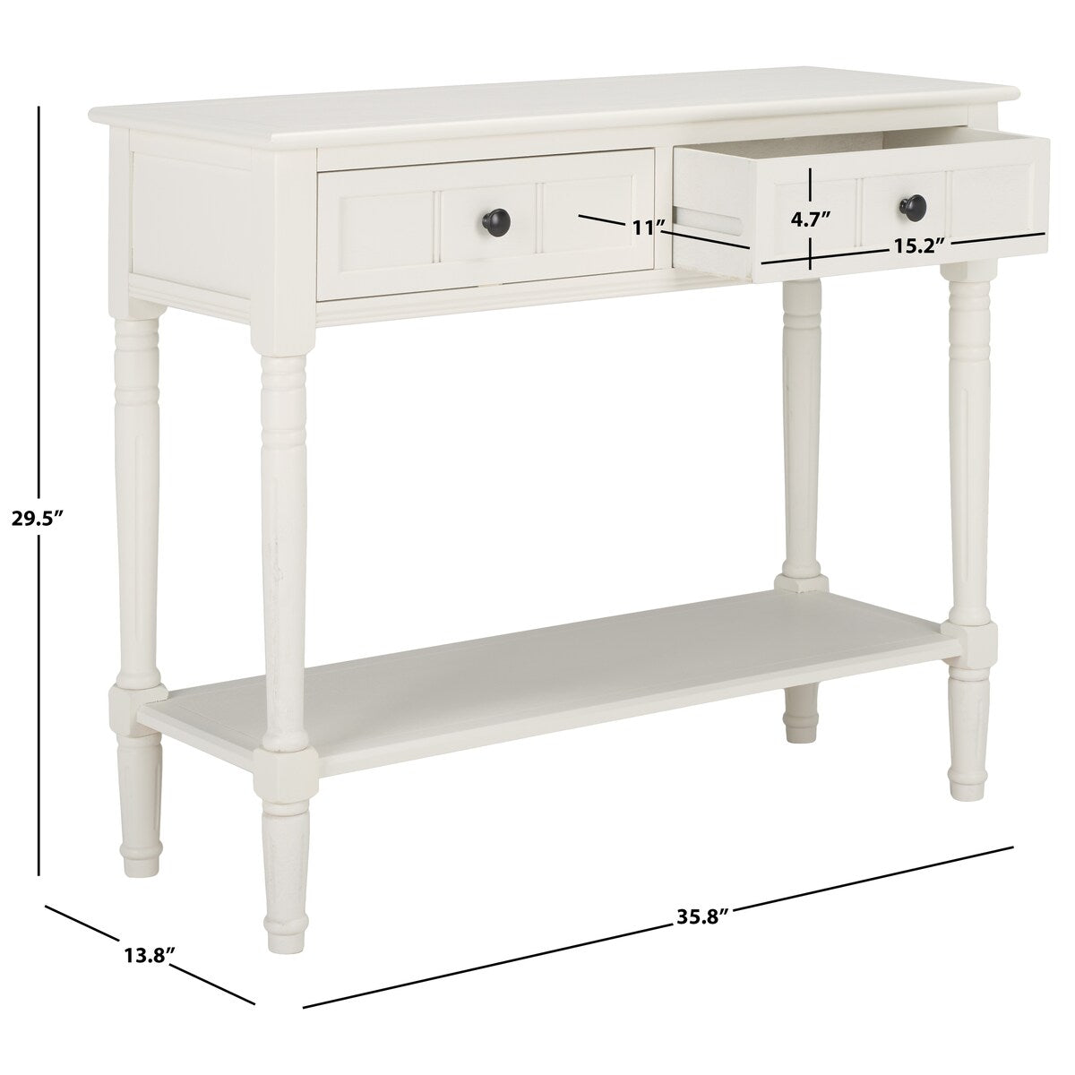 SAFAVIEH Camilla Grey 2-Drawer Console Table - 35.8" x 13.8" x 29.5" - 36Wx14Dx30H