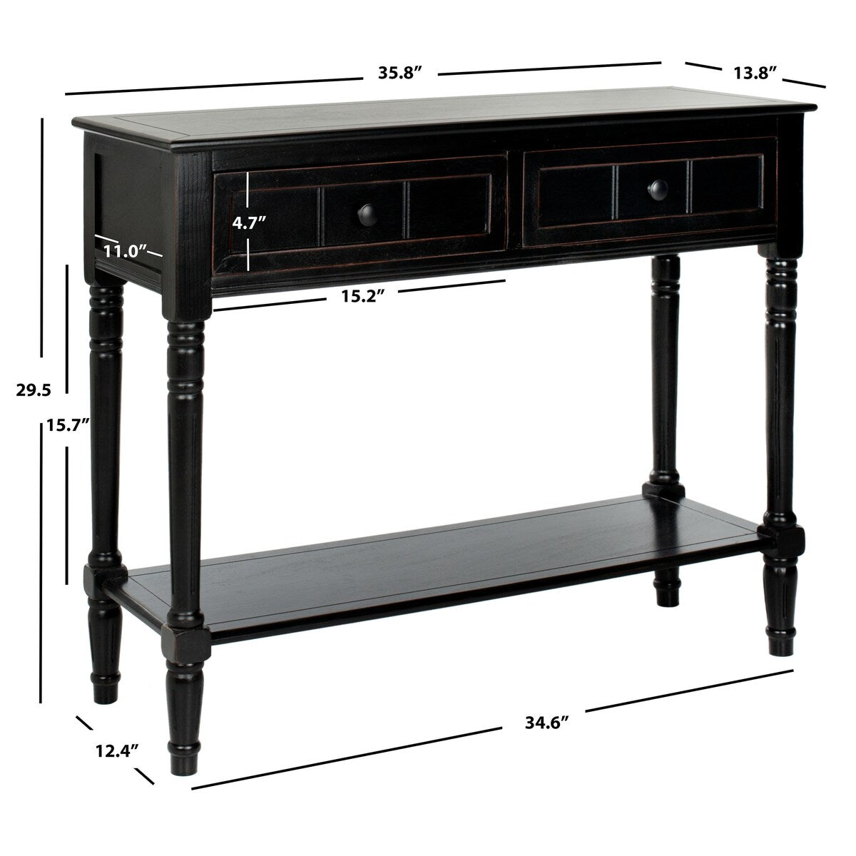 SAFAVIEH Camilla Grey 2-Drawer Console Table - 35.8" x 13.8" x 29.5" - 36Wx14Dx30H