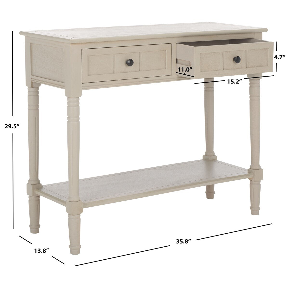 SAFAVIEH Camilla Grey 2-Drawer Console Table - 35.8" x 13.8" x 29.5" - 36Wx14Dx30H