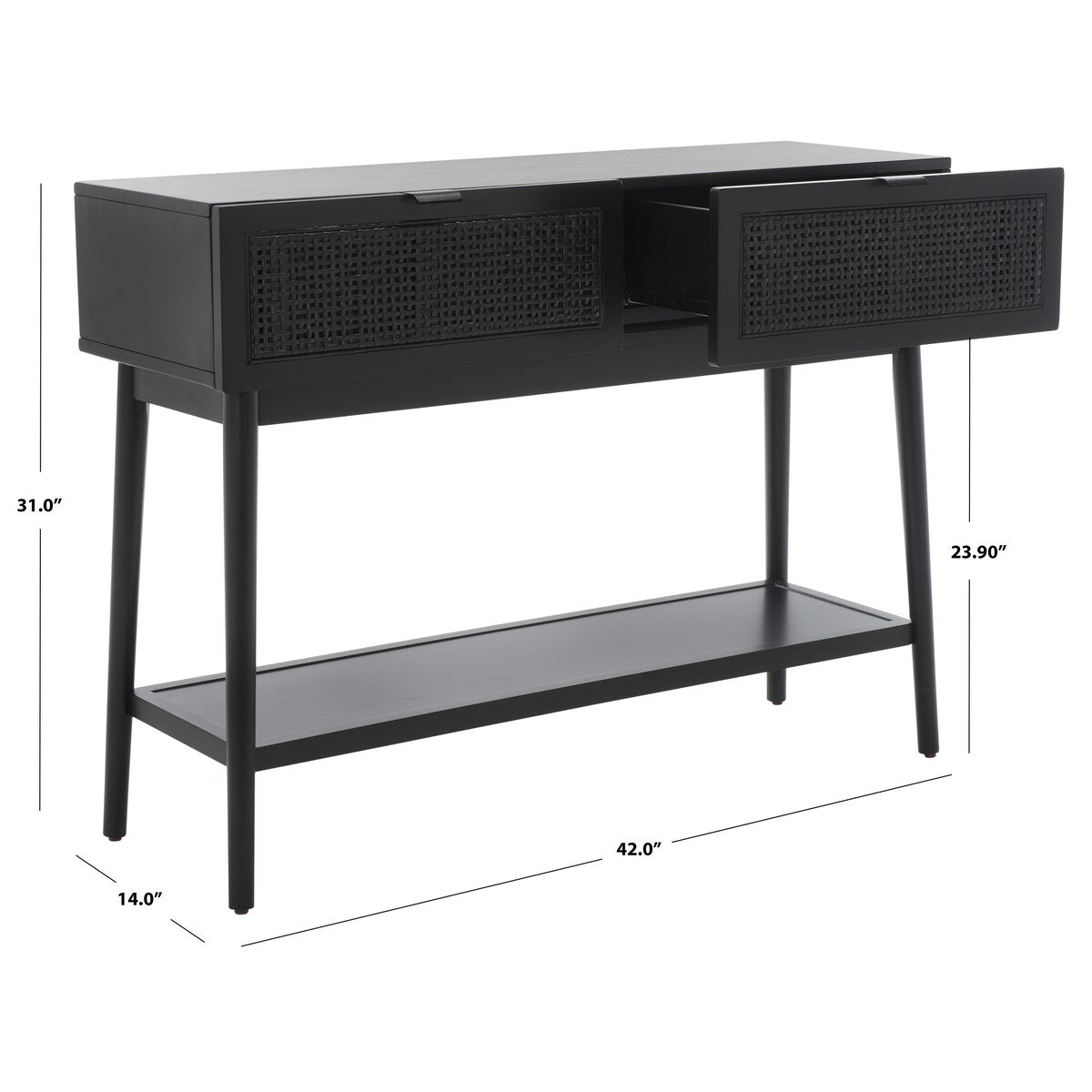 SAFAVIEH Capitola 2-Drawer Rattan Console Table - 42 In. W x 14 In. D x 31 In. H - 42Wx14Dx31H