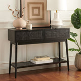 SAFAVIEH Capitola 2-Drawer Rattan Console Table - 42 In. W x 14 In. D x 31 In. H - 42Wx14Dx31H