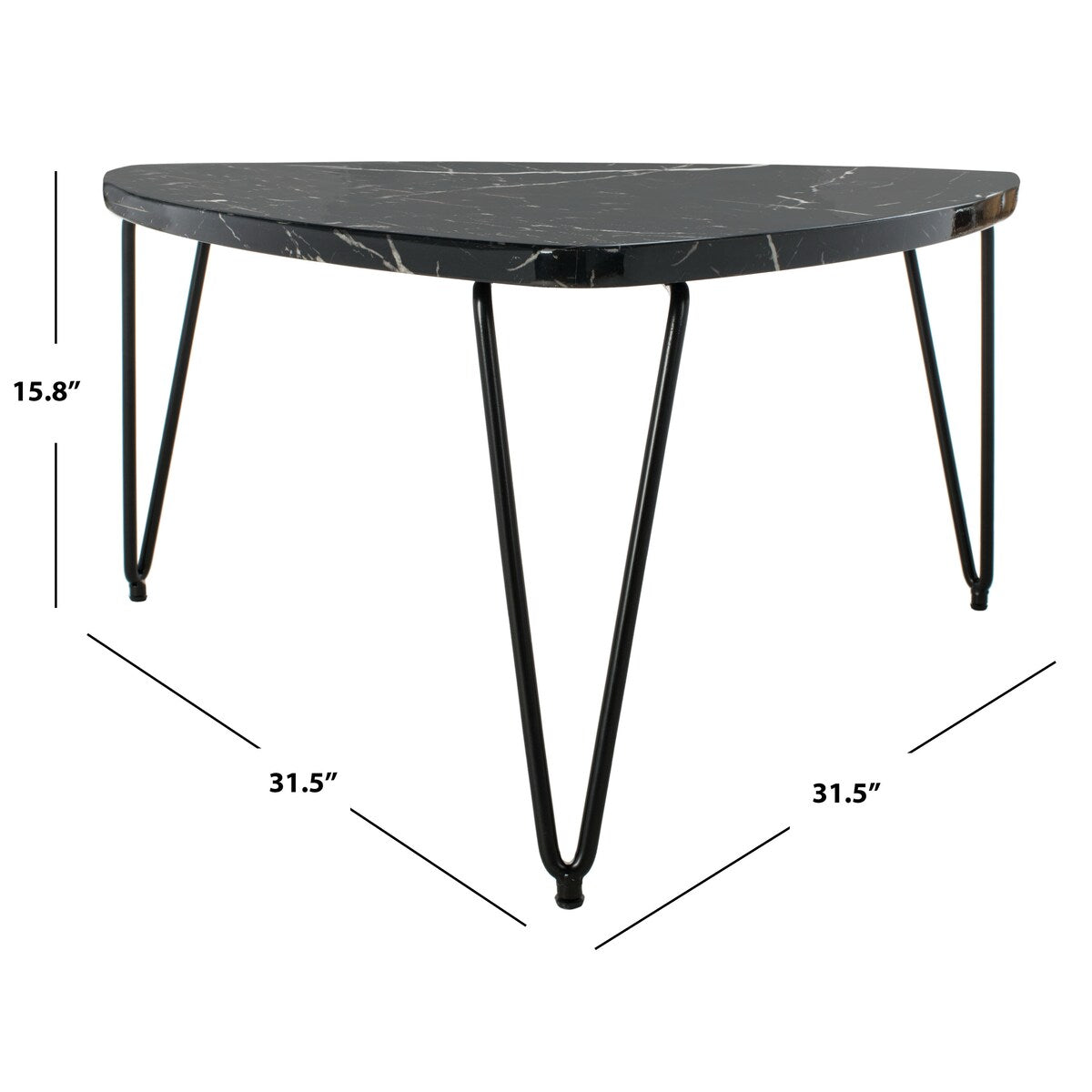 SAFAVIEH Cappie Black Triangle Coffee Table - 31.5" x 31.5" x 15.8" - 32Wx32Dx16H