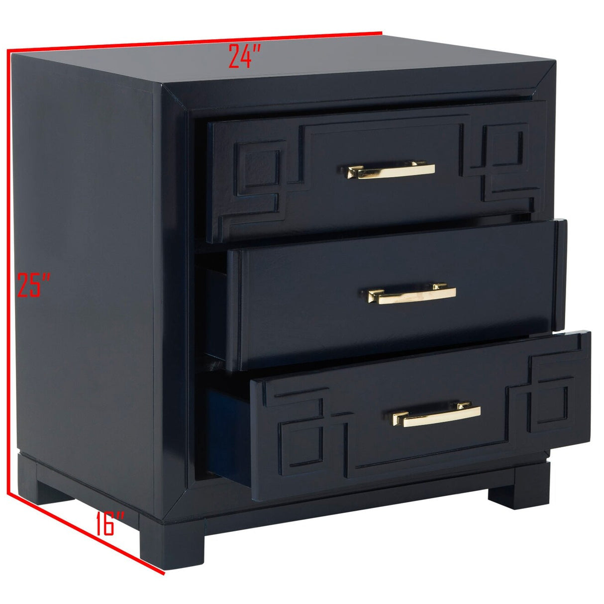 SAFAVIEH Caren 3-Drawer Greek Key Nightstand