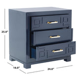 SAFAVIEH Caren 3-Drawer Greek Key Nightstand