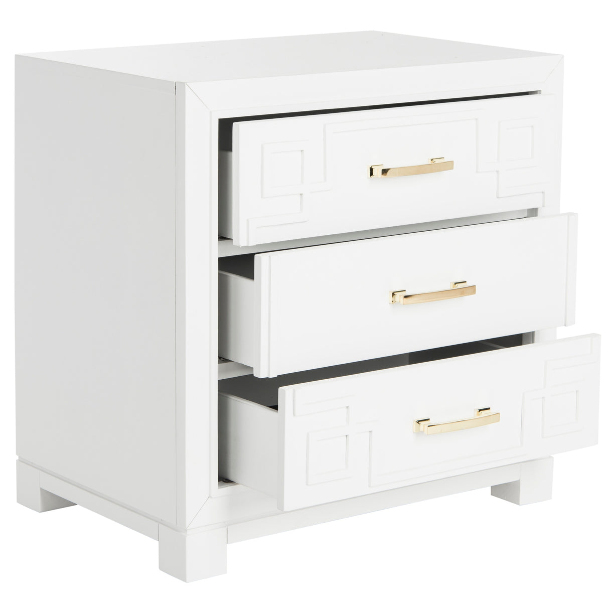 SAFAVIEH Caren 3-Drawer Greek Key Nightstand