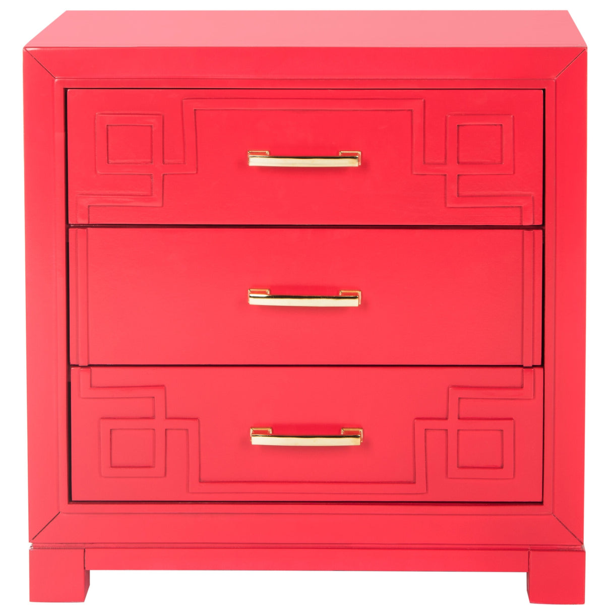 SAFAVIEH Caren 3-Drawer Greek Key Nightstand