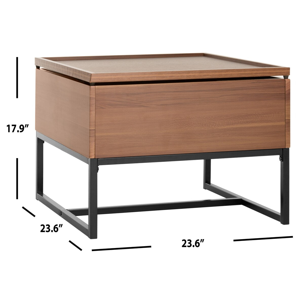 SAFAVIEH Carla Dark Oak/ Black Lift-Top Coffee Table - 23.6" x 23.6" x 17.9" - 24Wx24Dx18H