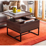 SAFAVIEH Carla Dark Oak/ Black Lift-Top Coffee Table - 23.6" x 23.6" x 17.9" - 24Wx24Dx18H