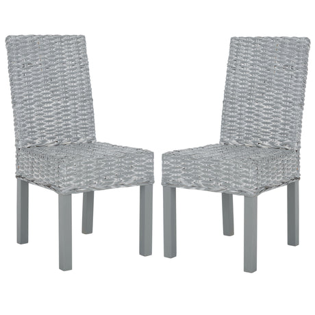 SAFAVIEH Carlyn Dining Grey Washed Wicker Dining Chair (Set of 2) - 18.5" x 23.5" x 37.5" - 19Wx24Dx38H