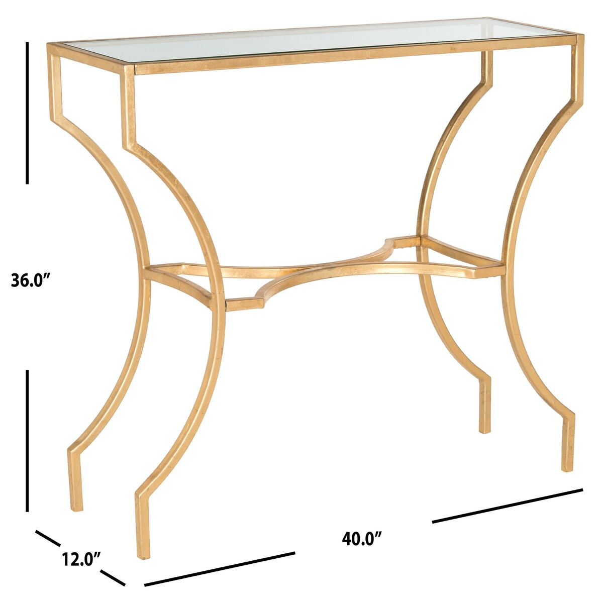 SAFAVIEH Carma Gold/ Tempered Glass Top Console - 40" x 20" x 35.5" - 40Wx12Dx36H