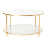 SAFAVIEH Caro 2-Tier Round Coffee Table - Clear / Gold - 38" x 38" x 19" - 38" x 38" x 19" - 38Wx38Dx19H