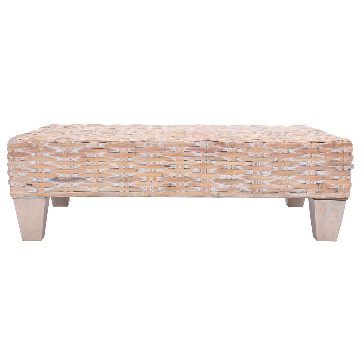 SAFAVIEH Caron Washed Natural Wicker Bench - 41" W x 28" D x 12" H - 41Wx28Dx12H