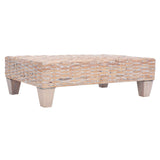 SAFAVIEH Caron Washed Natural Wicker Bench - 41" W x 28" D x 12" H - 41Wx28Dx12H