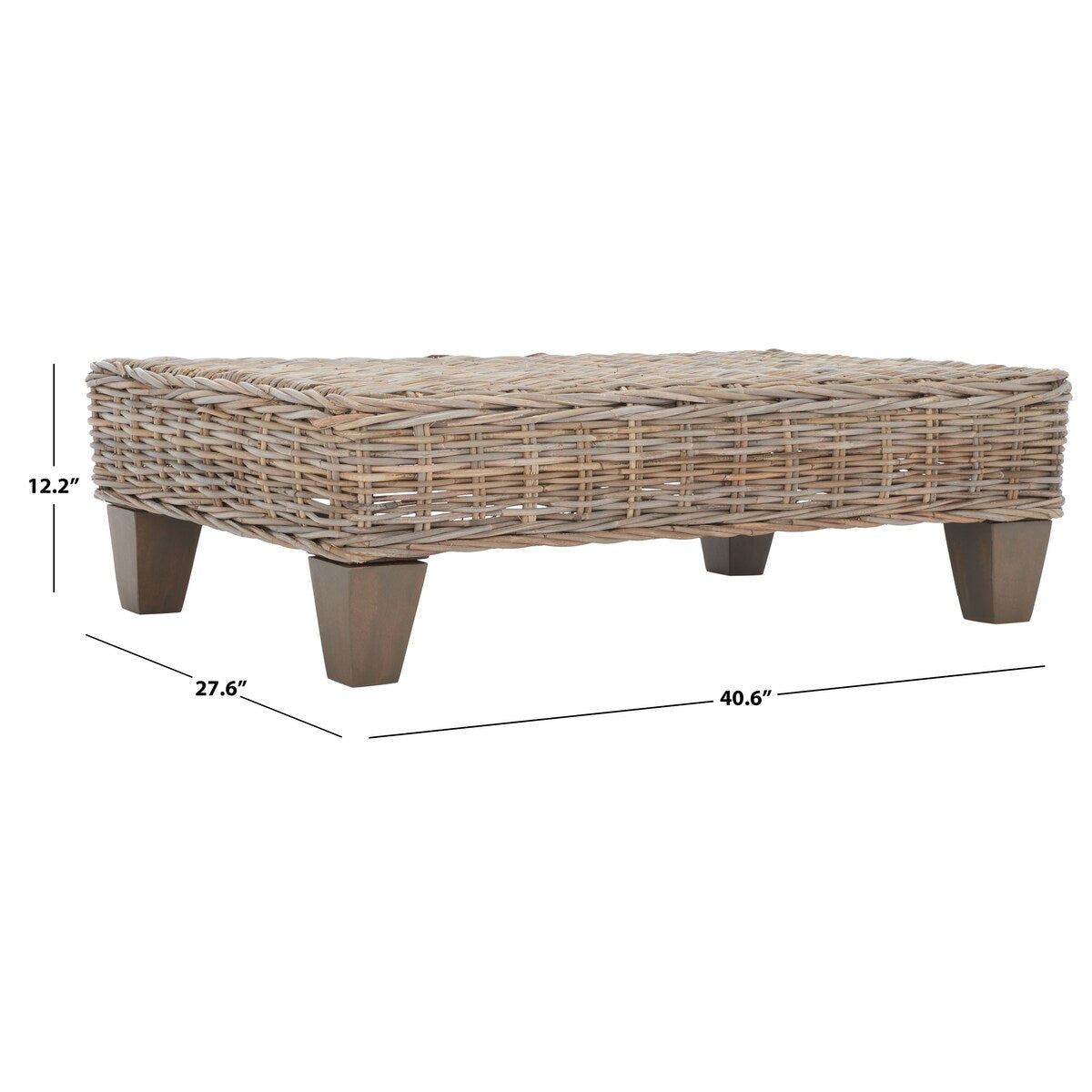 SAFAVIEH Caron Washed Natural Wicker Bench - 41" W x 28" D x 12" H - 41Wx28Dx12H